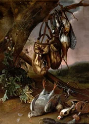 Still Life with Dead Game (Pigeon and Other Birds)